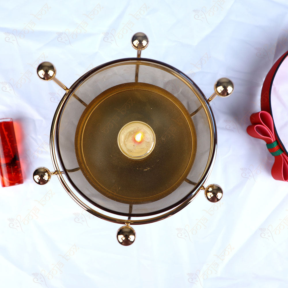 Laurel Gold With Black Touch Artificer Candle Holder