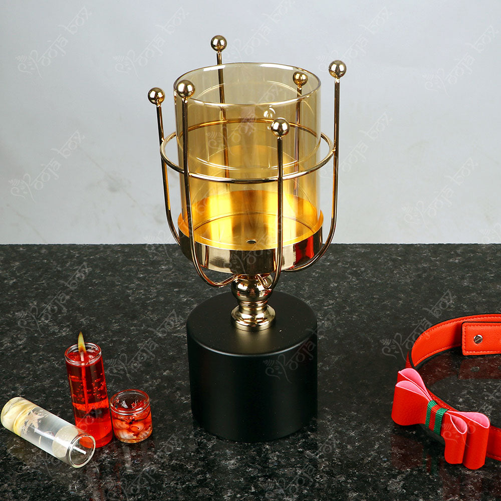 Laurel Gold With Black Touch Artificer Candle Holder