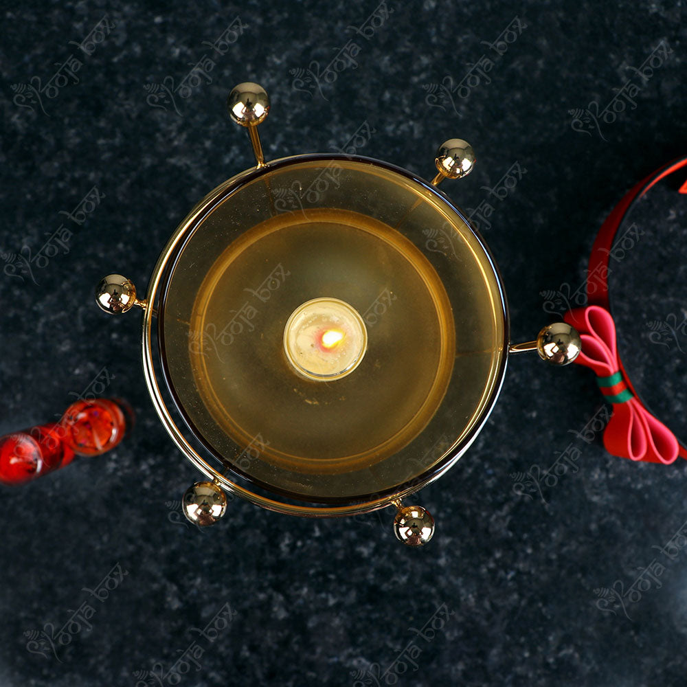 Laurel Gold With Black Touch Artificer Candle Holder