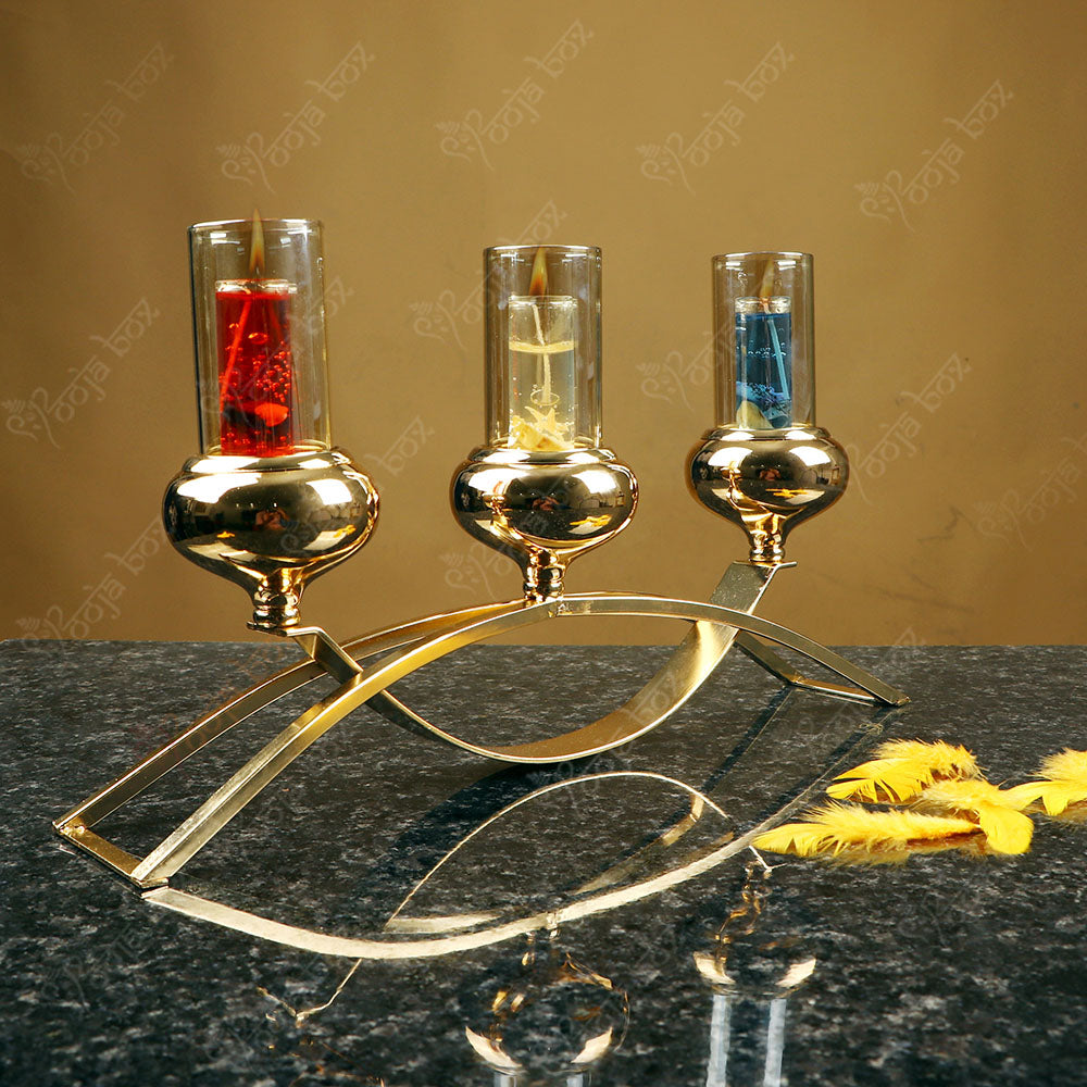 Crystal Adoring Centerpiece With 3 Candle Holder for Housewarming