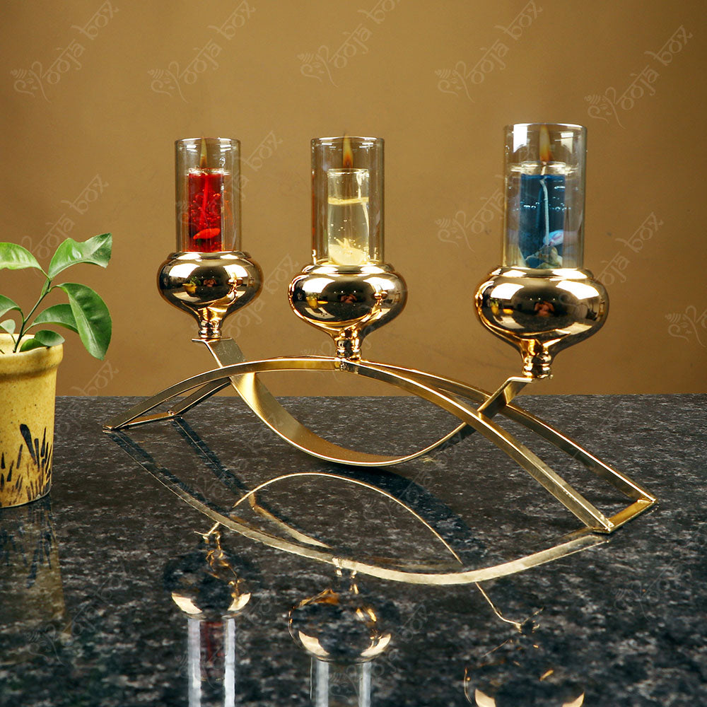 Crystal Adoring Centerpiece With 3 Candle Holder for Housewarming