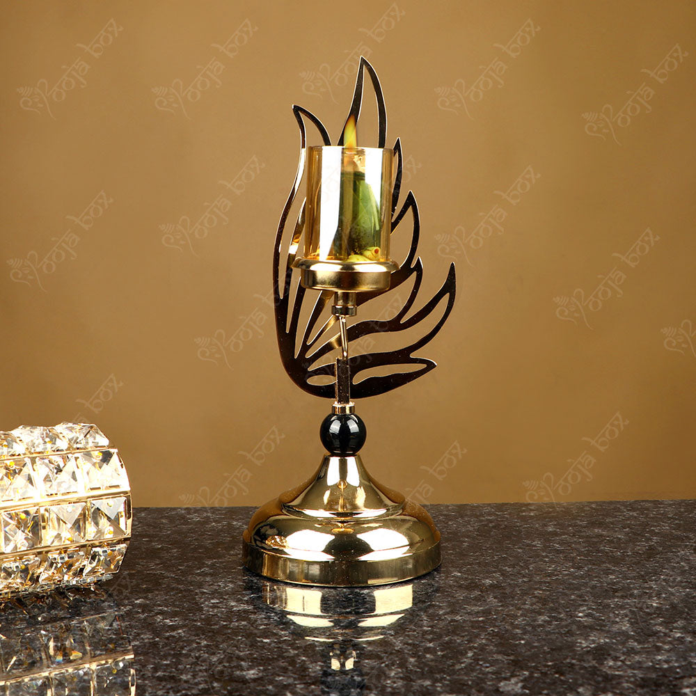 Housewarming Feather Designed Ornate Candle Light Holder