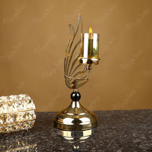 Housewarming Feather Designed Ornate Candle Light Holder