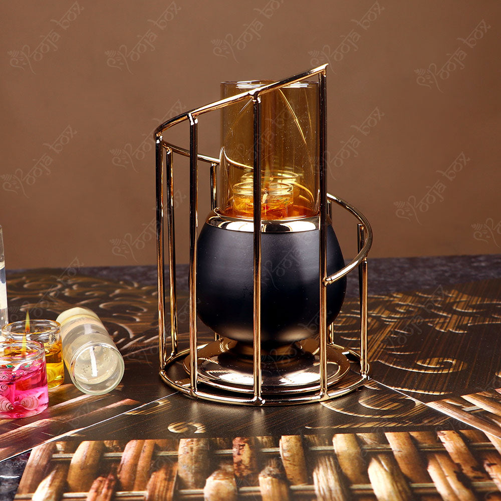 Shimmering Black and Gold Designer Candle Holder