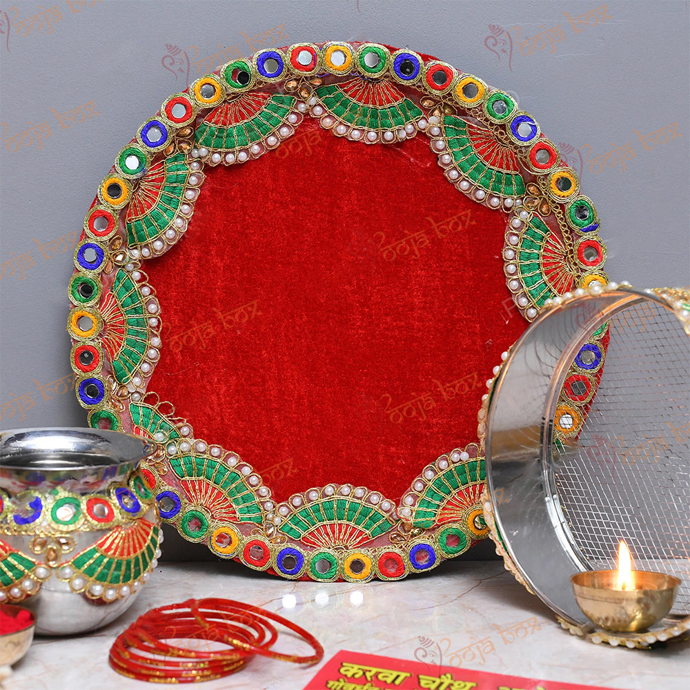 Rajasthani Theme Decorative Karwachauth Thali