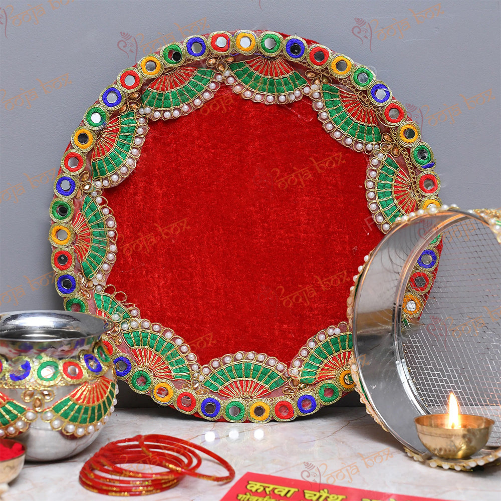 Rajasthani Theme Decorative Karwa chauth Thali Set