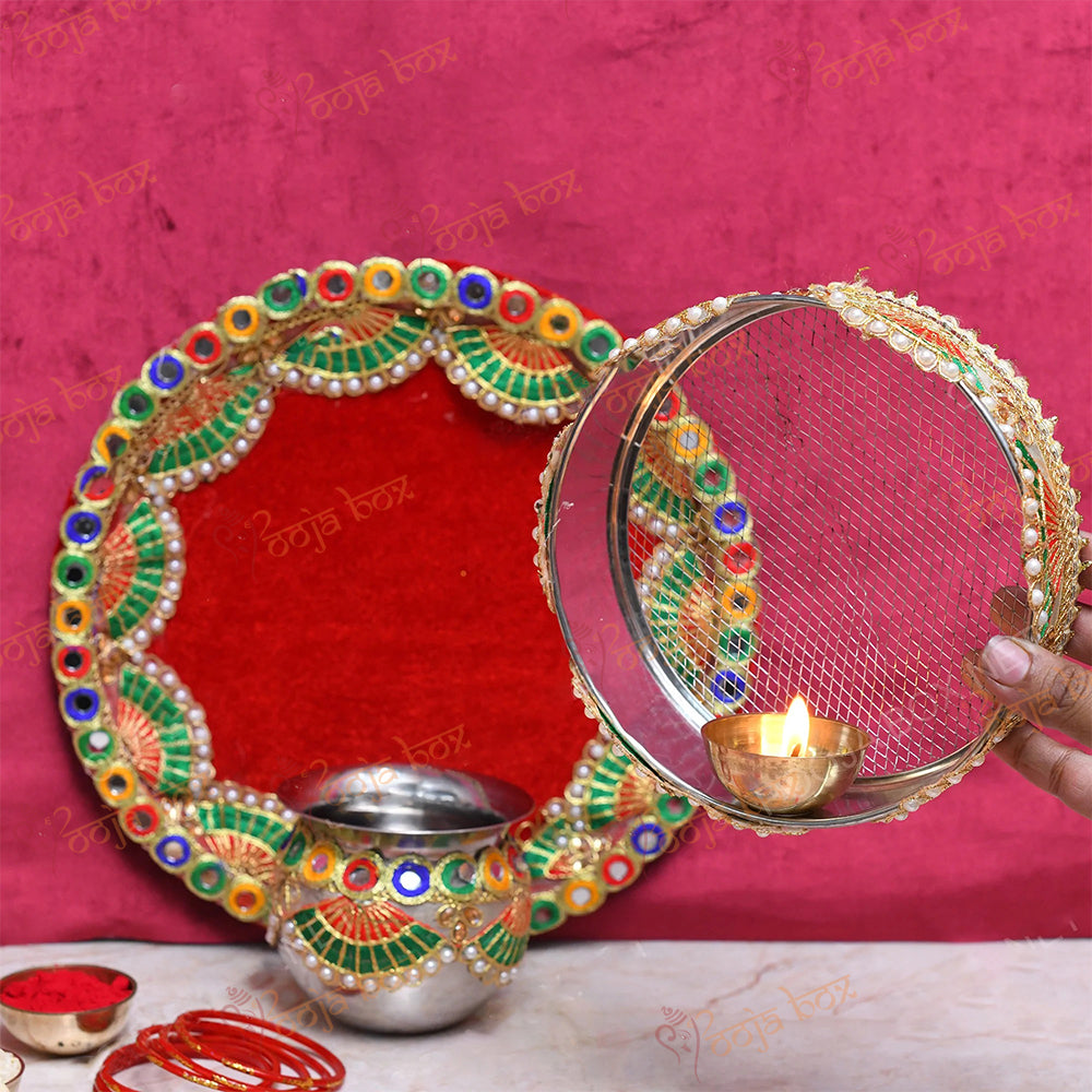 Rajasthani Theme Decorative Karwa chauth Thali Set