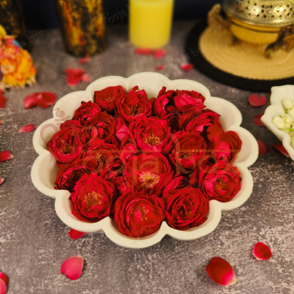 Marble Stone Decorative Bowl  Design Flower Urli