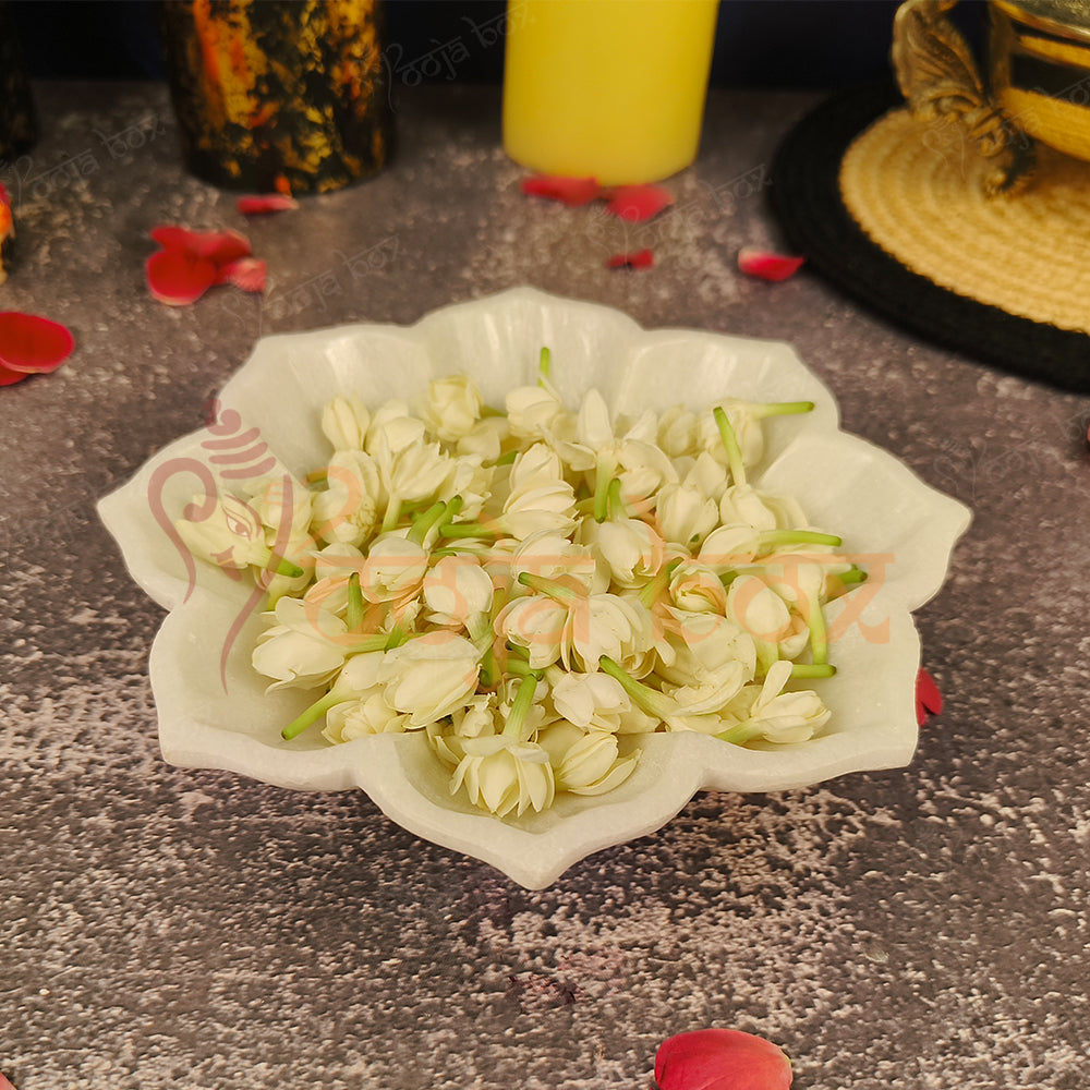 Marble Stone Decorative Bowl Lotus Design Flower Urli