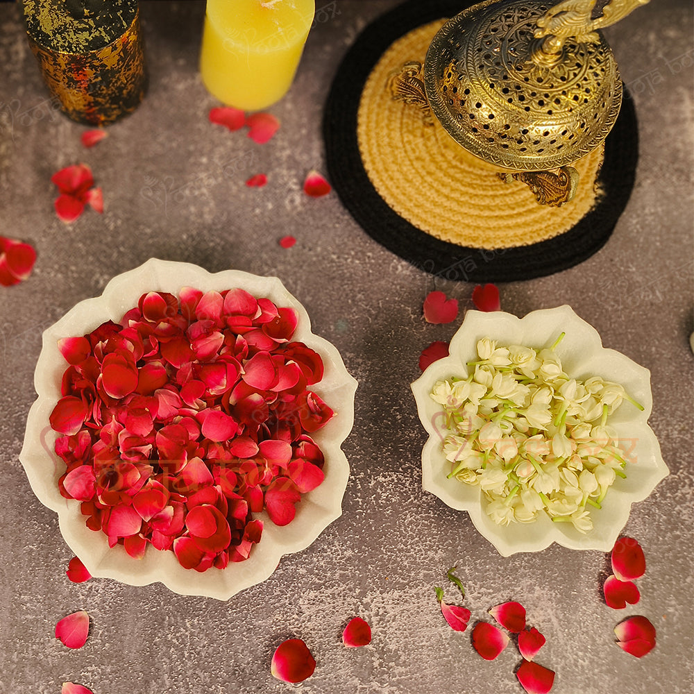 Marble Stone Decorative Bowl Lotus Design Flower Urli