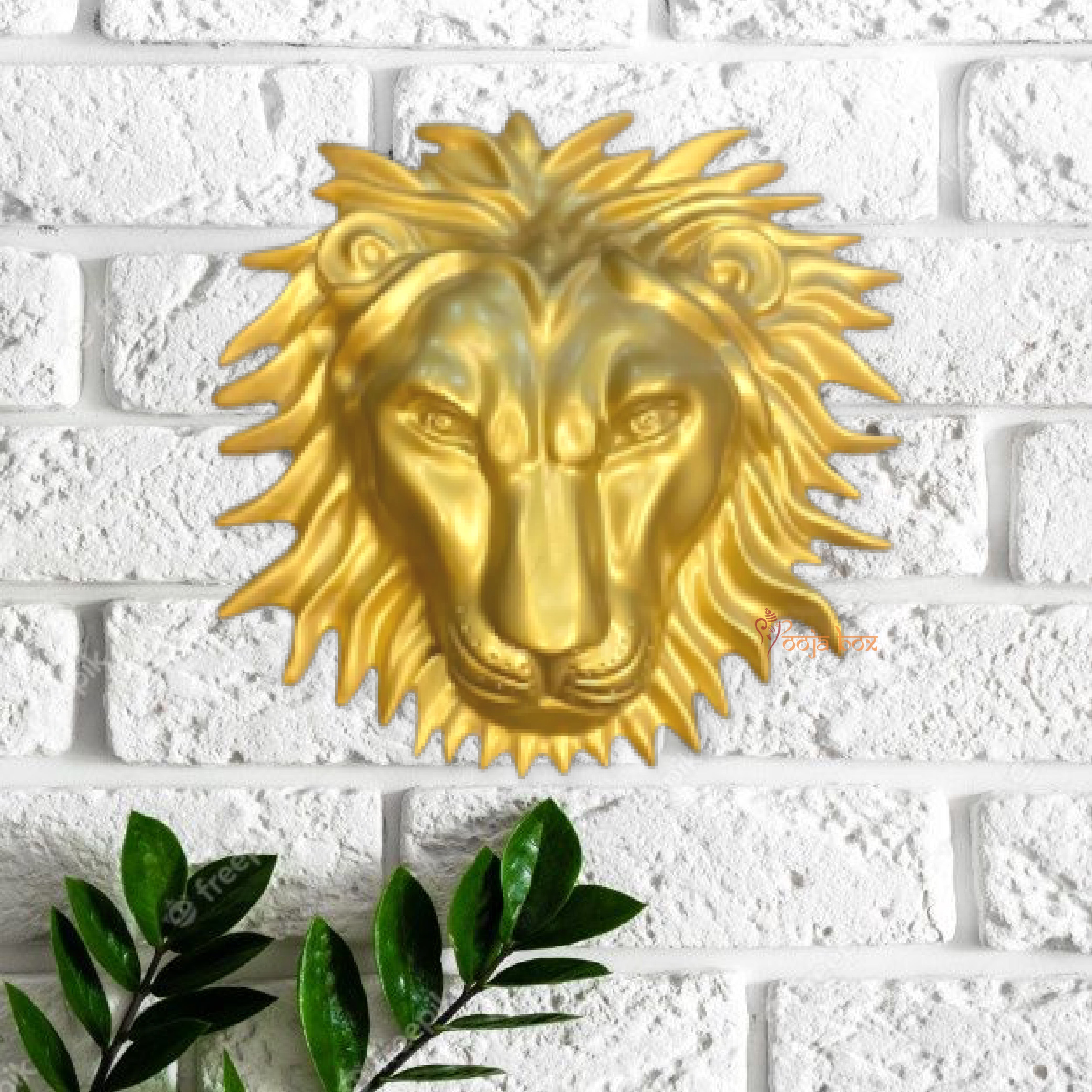 Large Gold Roaring Lion Wall Head