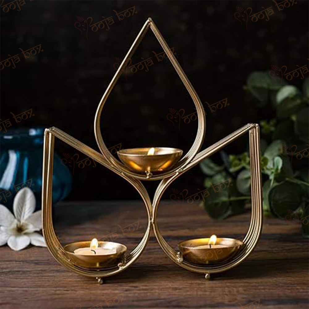Leaf shape 3 diyas holder