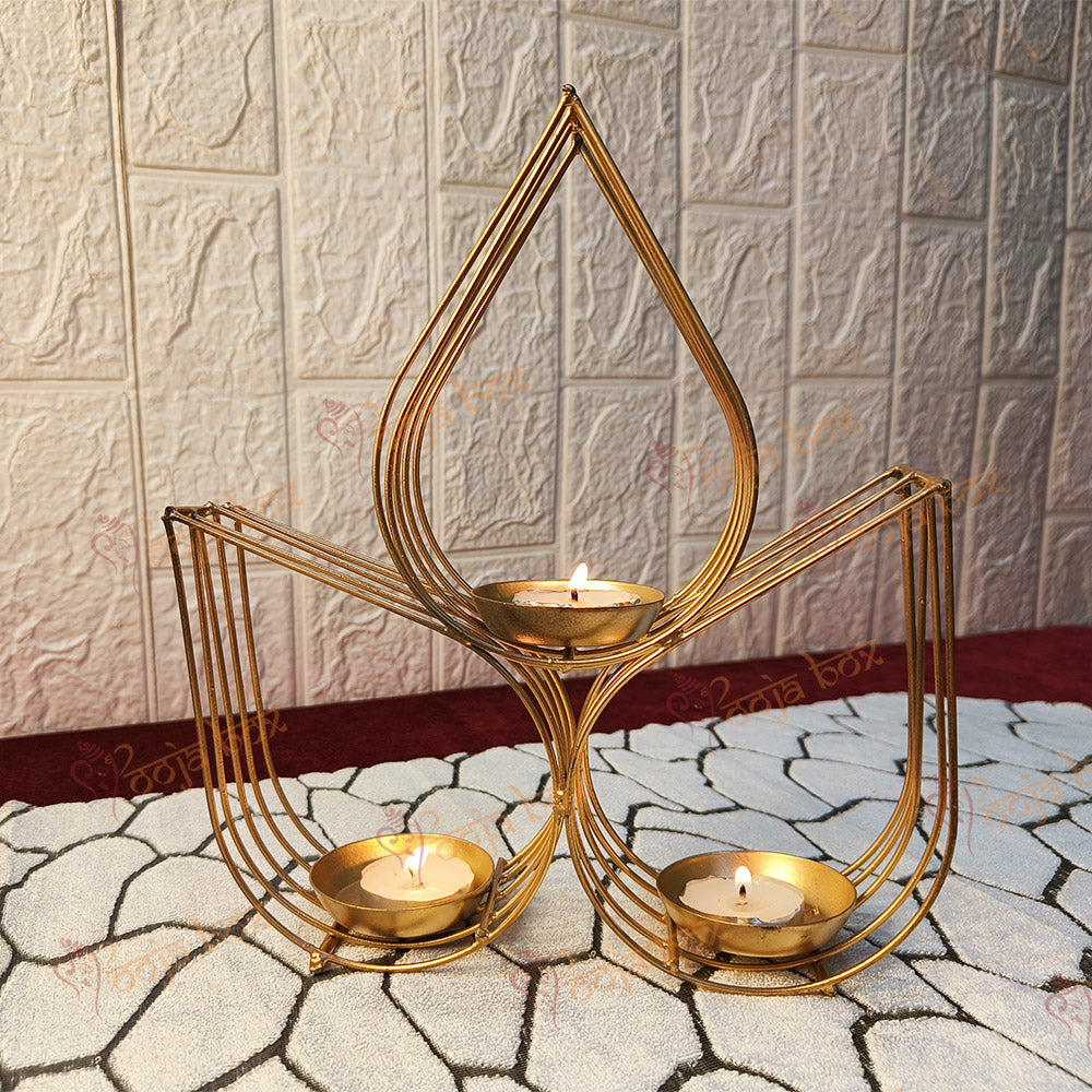 Leaf shape 3 diyas holder
