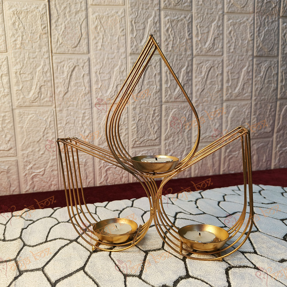Leaf shape 3 diyas holder