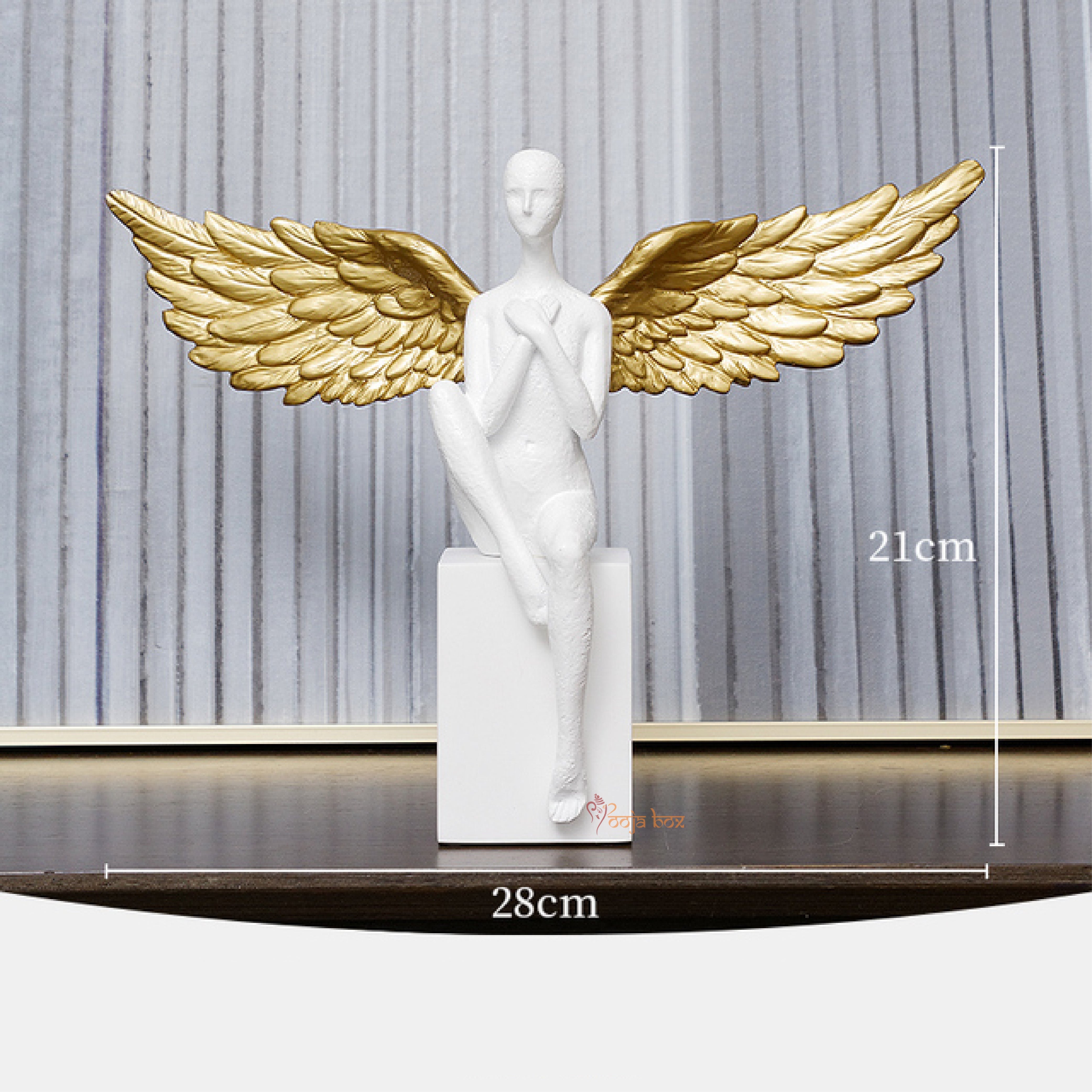 Standing White Spread with Golden Wings Angel