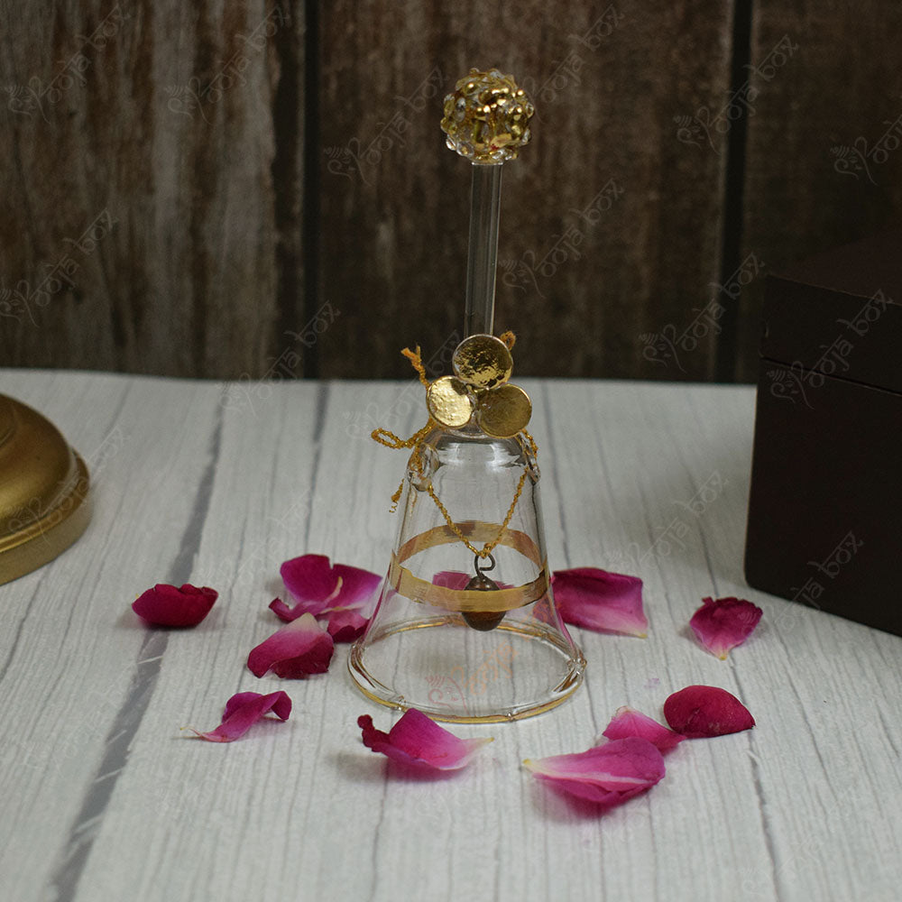 Musical Crystal Ganesha With Bell and Bowl