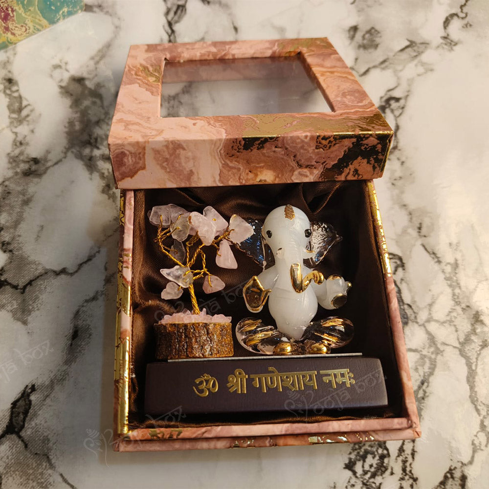 Crystal Tree with Ganesha Idol