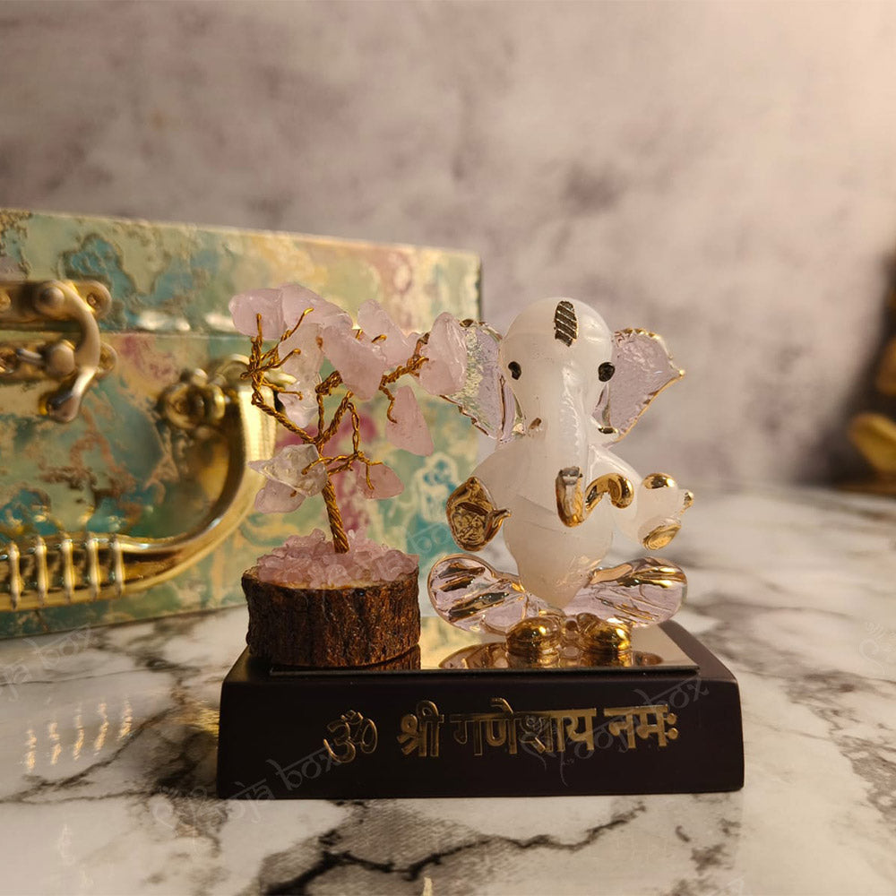 Crystal Tree with Ganesha Idol