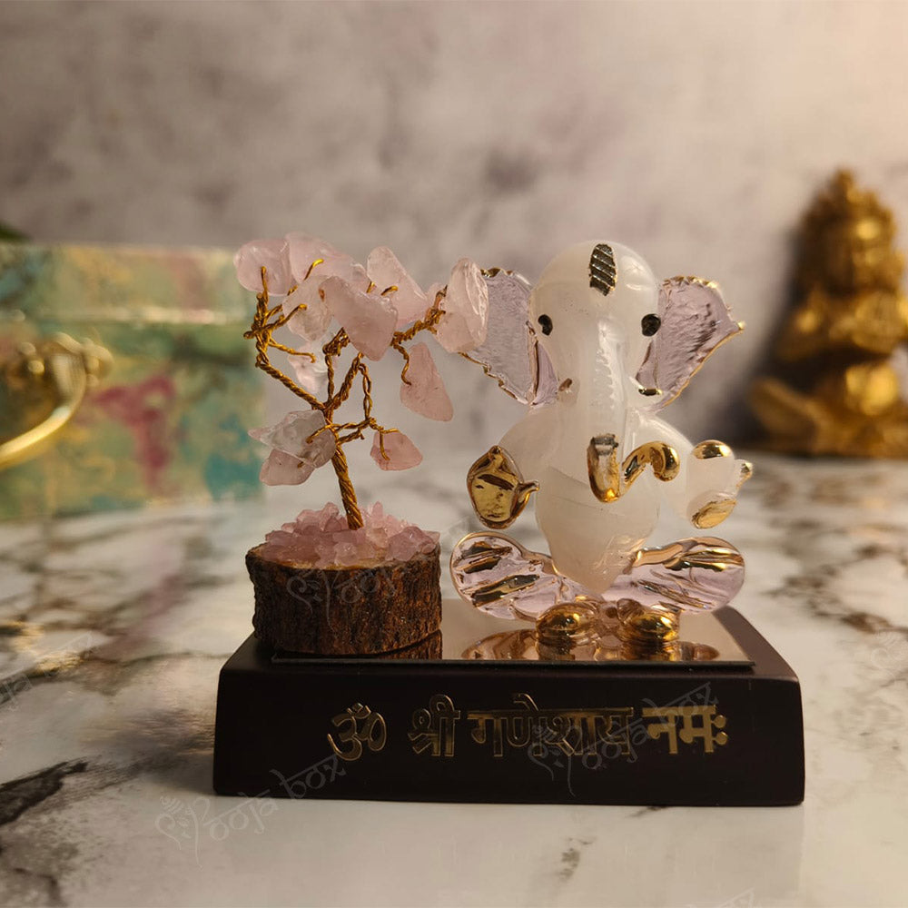 Crystal Tree with Ganesha Idol