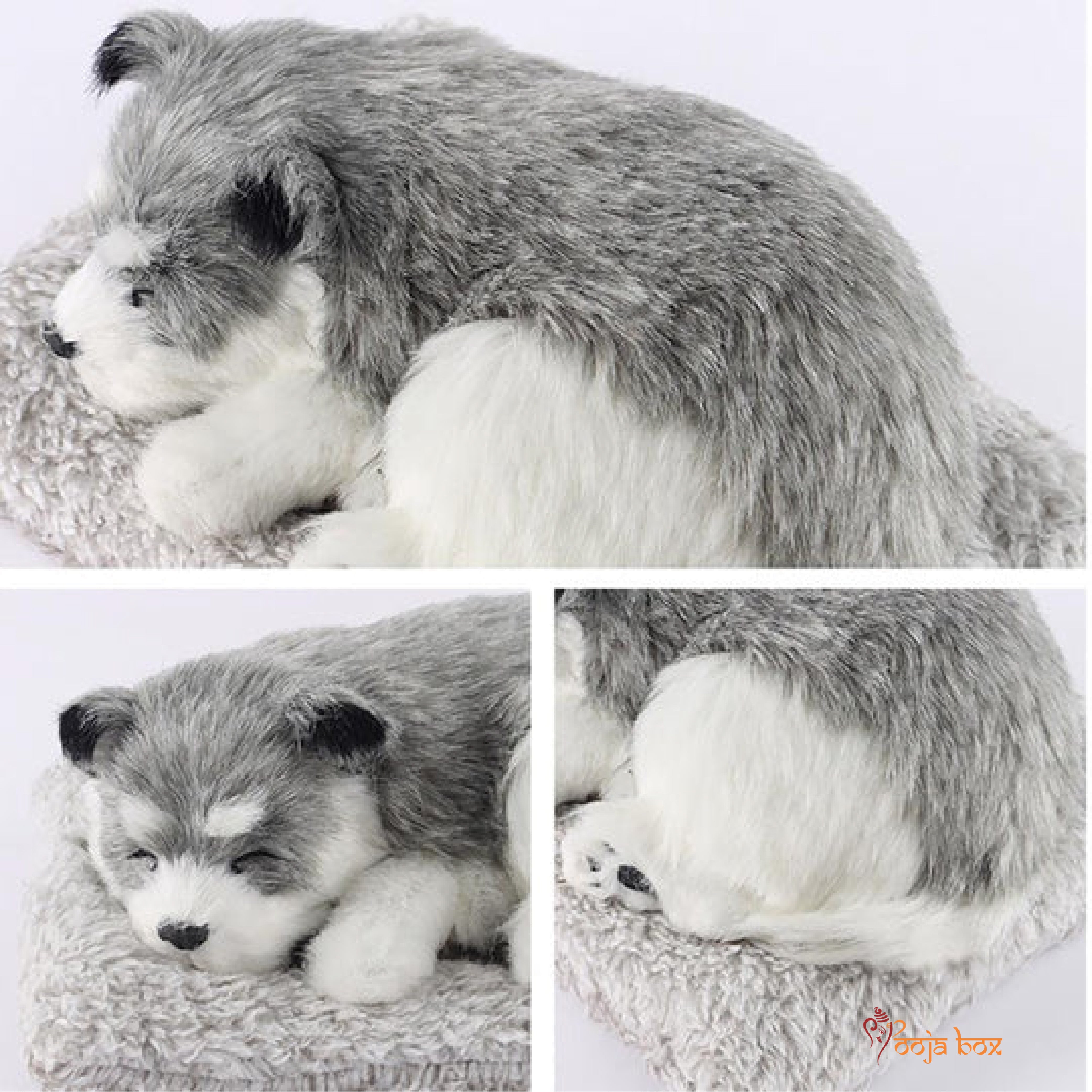 Realistic Sleeping Plush Toy Breathing Furry Dog Stuffed