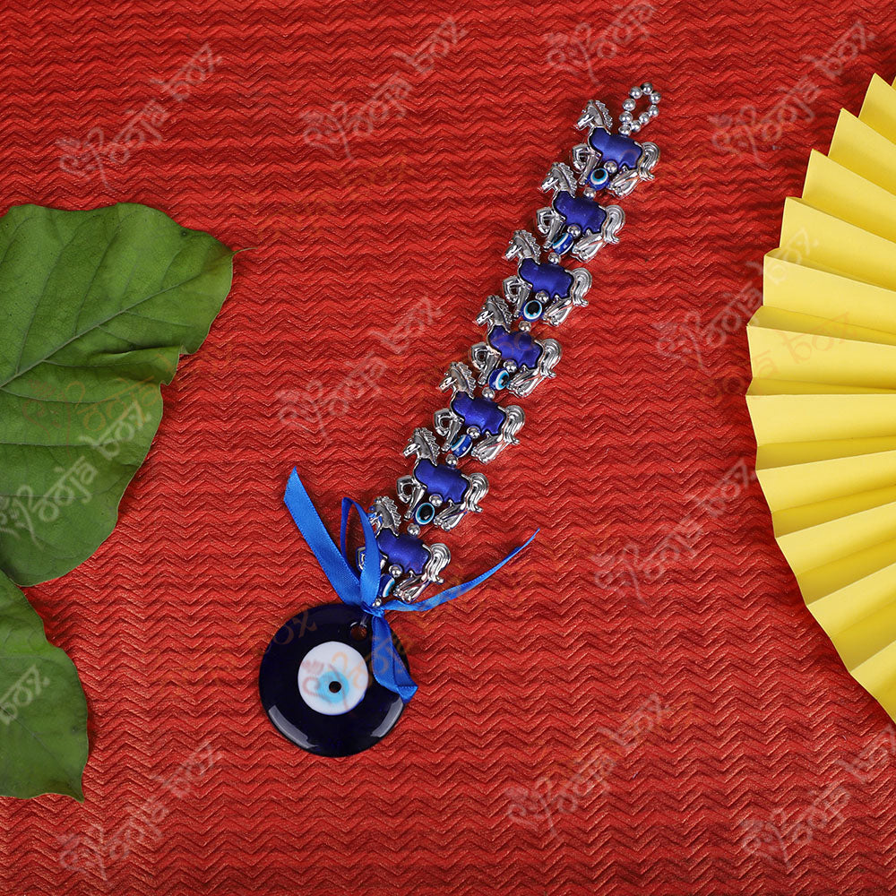 Seven Horse Evil Eye With Amulet Hanging