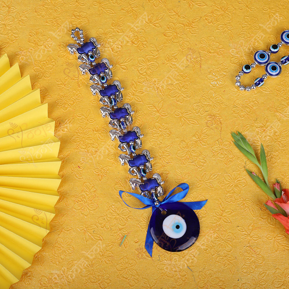 Seven Horse Evil Eye With Amulet Hanging