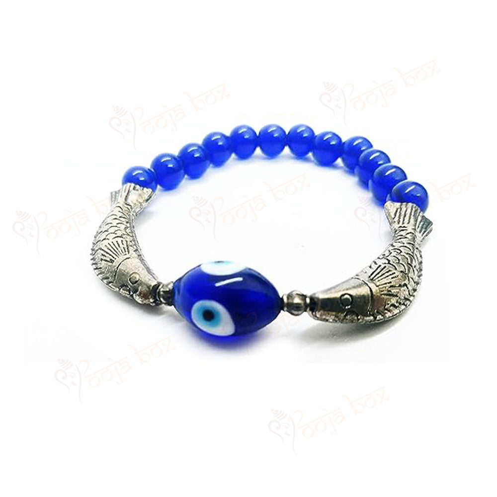 Silver Fish Evil Eye Bracelet