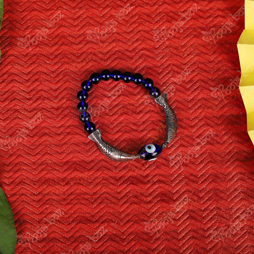 Silver Fish Evil Eye Bracelet