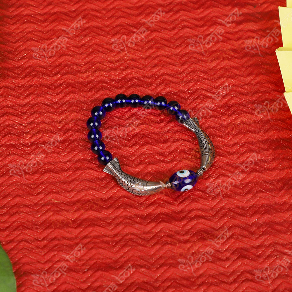 Silver Fish Evil Eye Bracelet