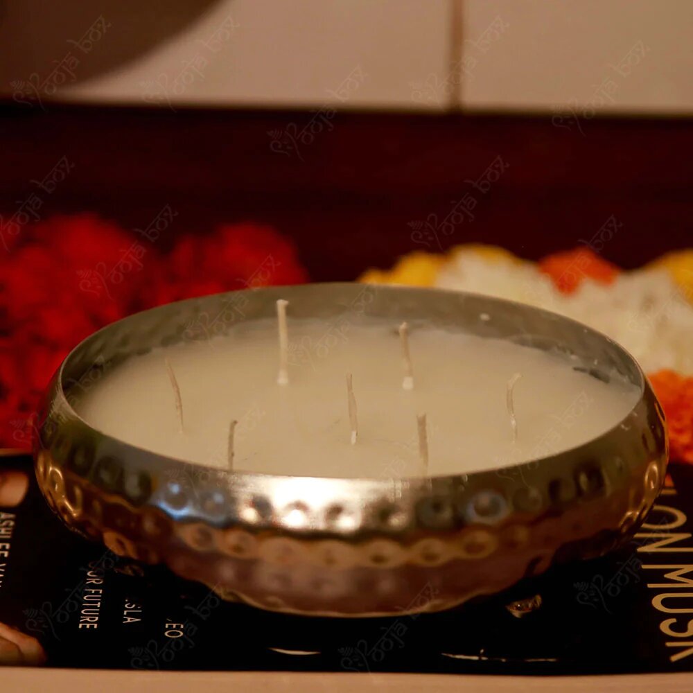 Silver Multi Wick Scented Candle Urli