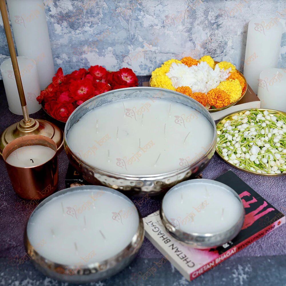 Silver Multi Wick Scented Candle Urli