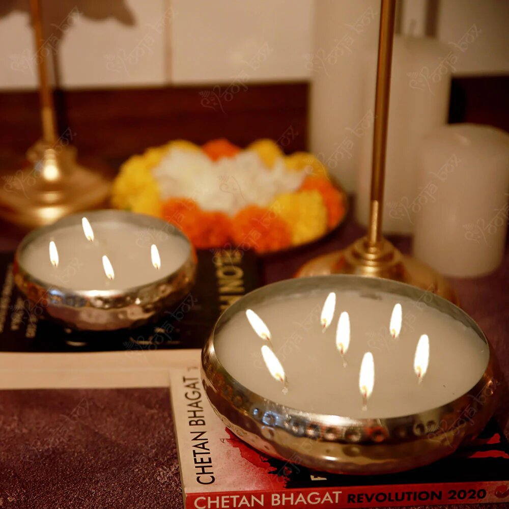 Silver Multi Wick Scented Candle Urli