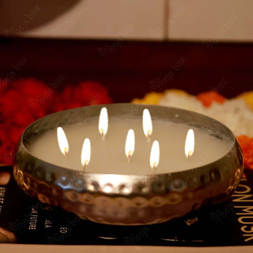 Silver Multi Wick Scented Candle Urli