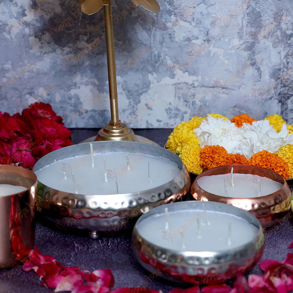 Silver Multi Wick Scented Candle Urli