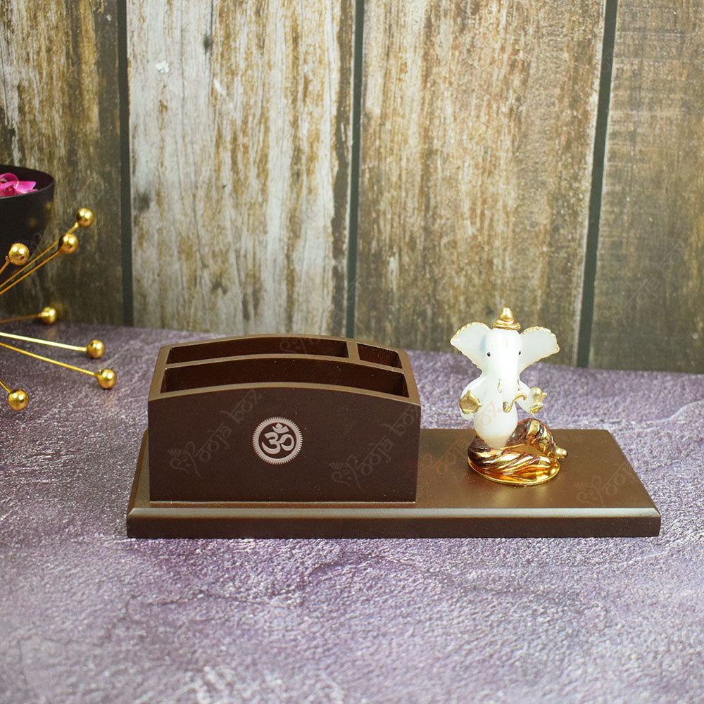 Sitting Crystal Ganesha Pen Stand