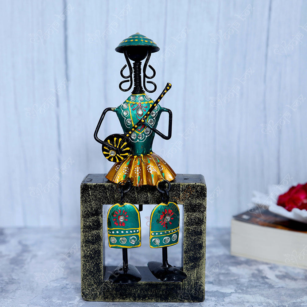 Sitting Musical Tribal Ladies Holding Instrument Statue