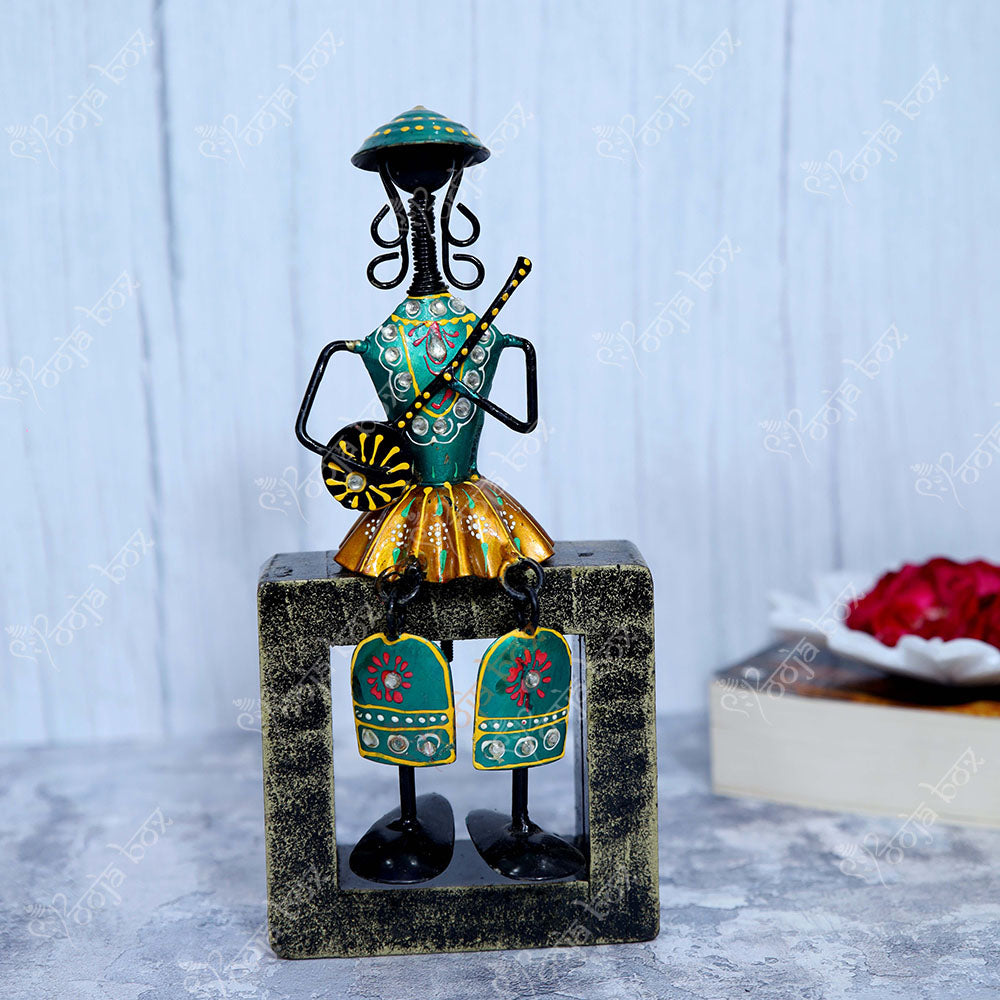 Sitting Musical Tribal Ladies Holding Instrument Statue