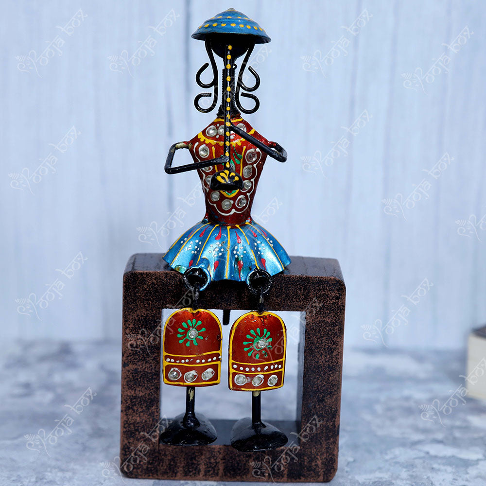 Sitting Musical Tribal Ladies Holding Instrument Statue