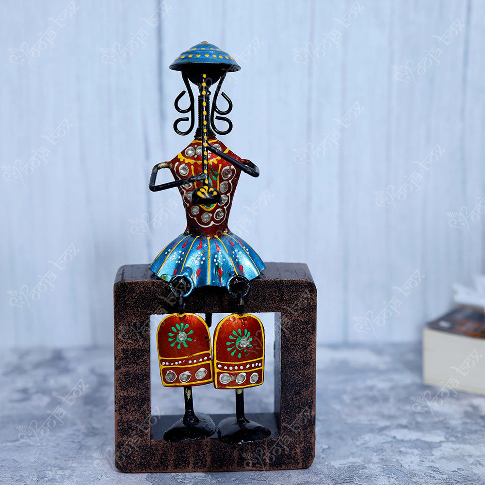 Sitting Musical Tribal Ladies Holding Instrument Statue