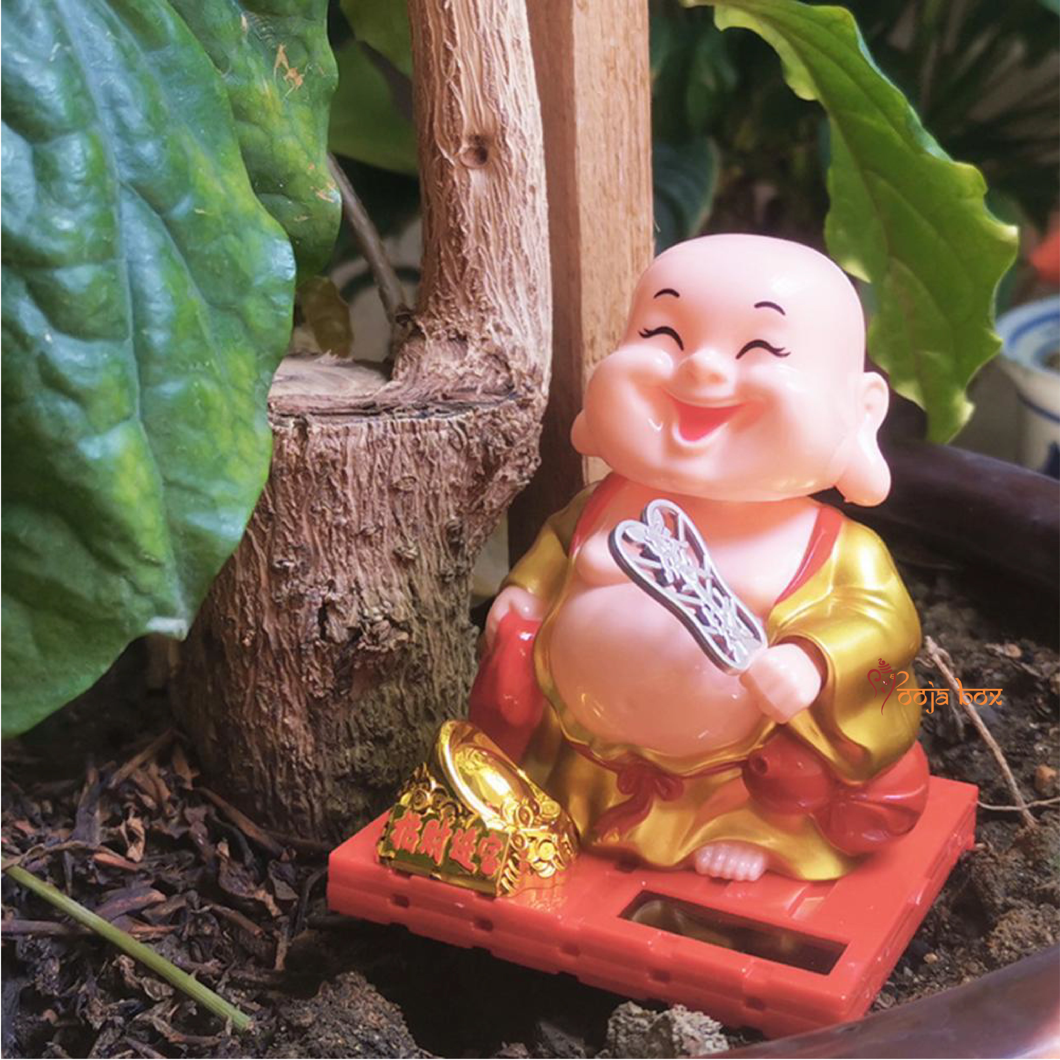 The "Ritualistic Monk" laughing Buddha holding a money bag