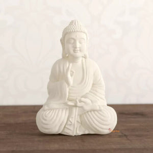 White Sandstone Meditating Buddha Set Of  One