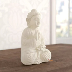 White Sandstone Meditating Buddha Set Of  One