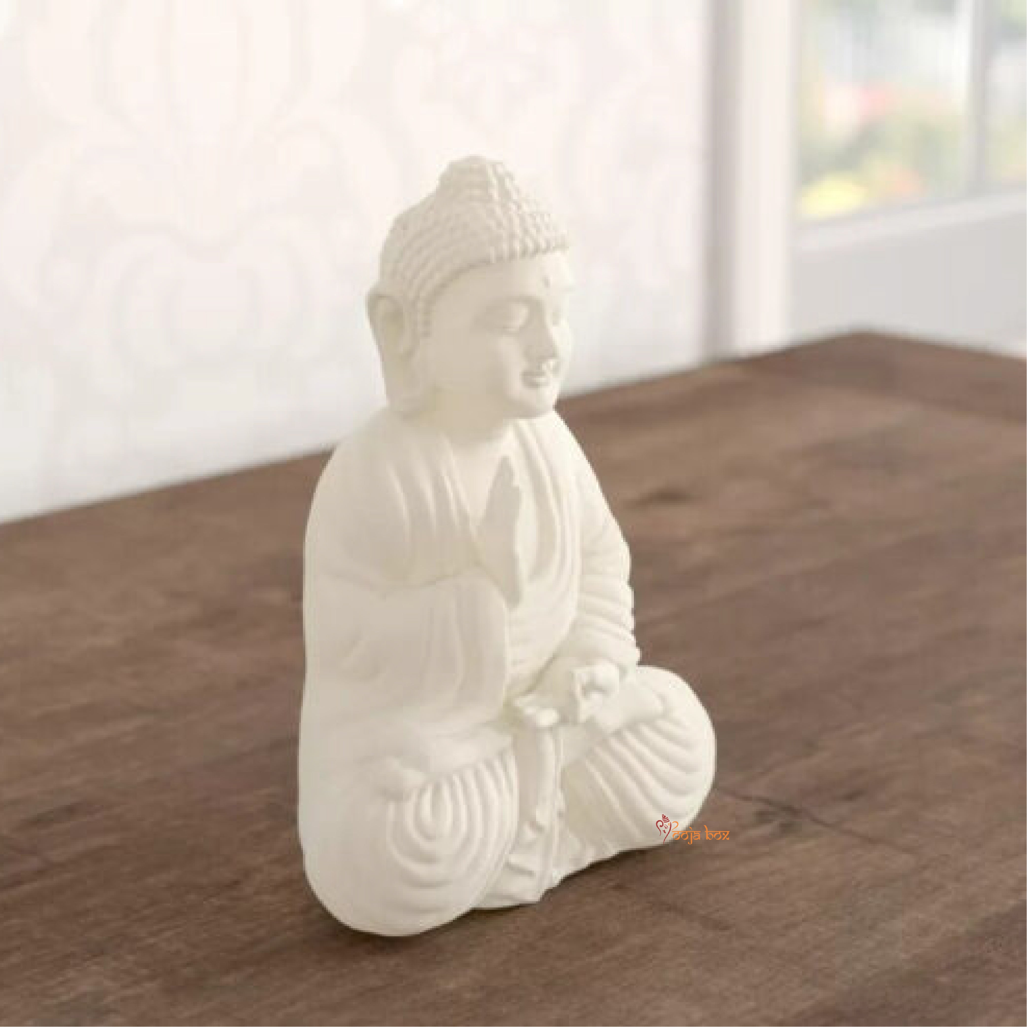 White Sandstone Meditating Buddha Set Of  One