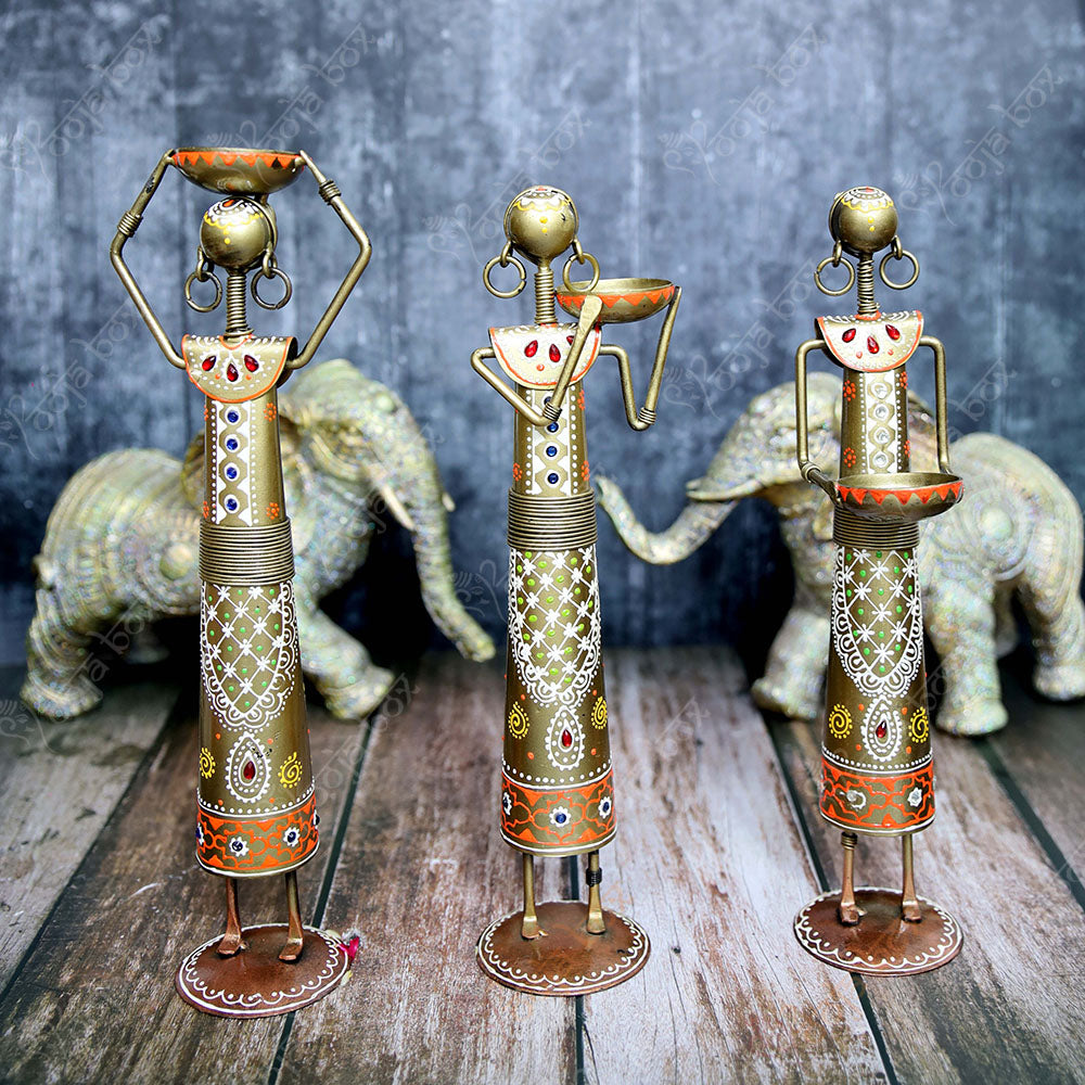 Tribal Lady Holding Tokri Statue for Home Decor