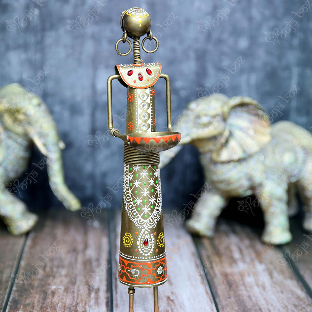 Tribal Lady Holding Tokri Statue for Home Decor