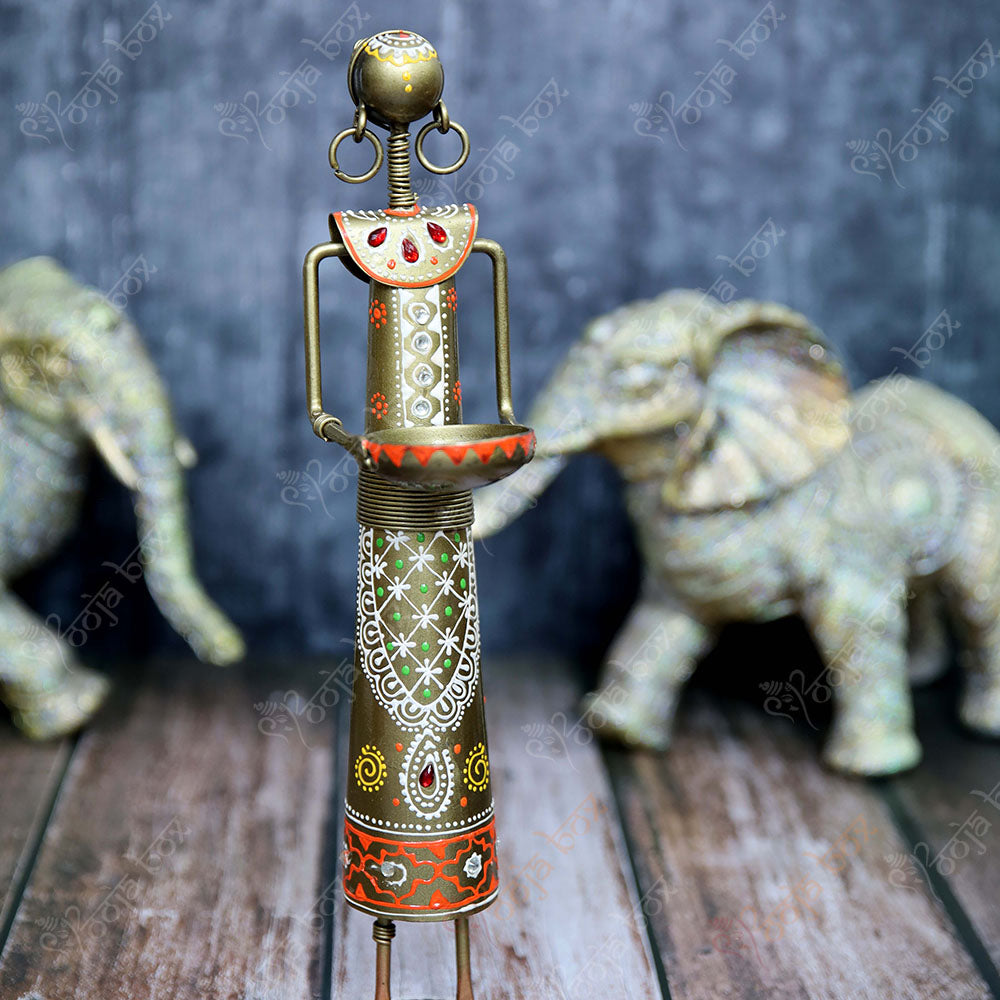 Tribal Lady Holding Tokri Statue for Home Decor