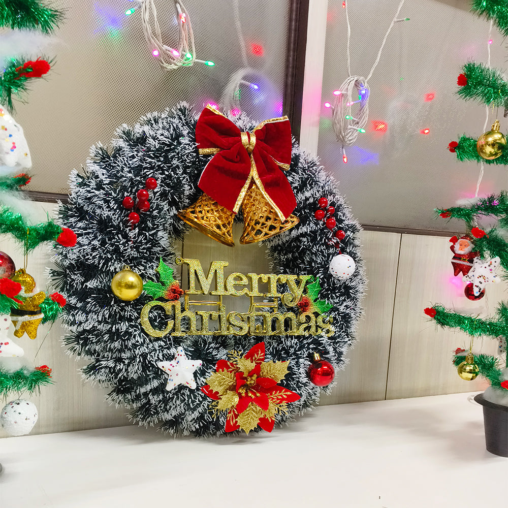 Christmas Snow Green Wreath Hanging Décor | Christmas Snow Green Wreaths for Front Door