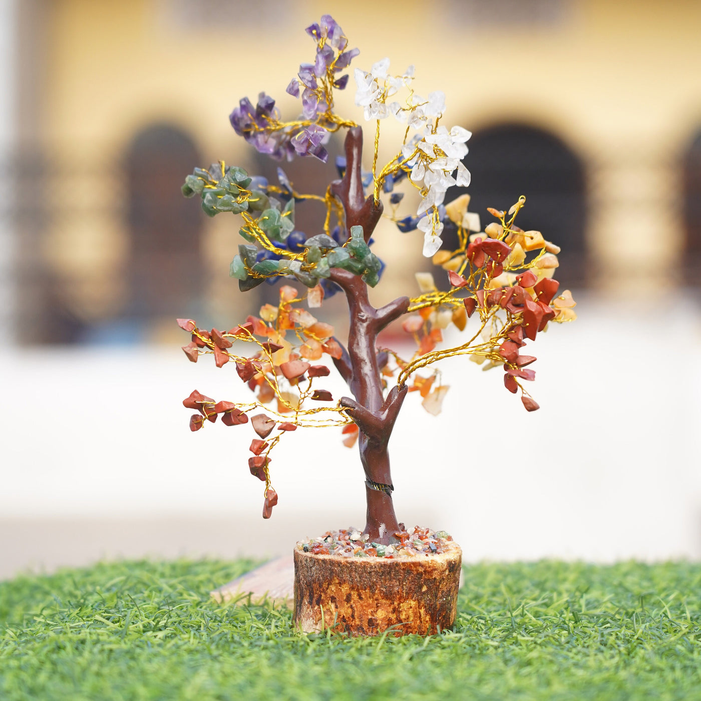 7 chakra bonsai tree 5 Chakra Feng Shui Natural Healing Crystal Gemstone Bonsai Fortune Tre – PoojaBox