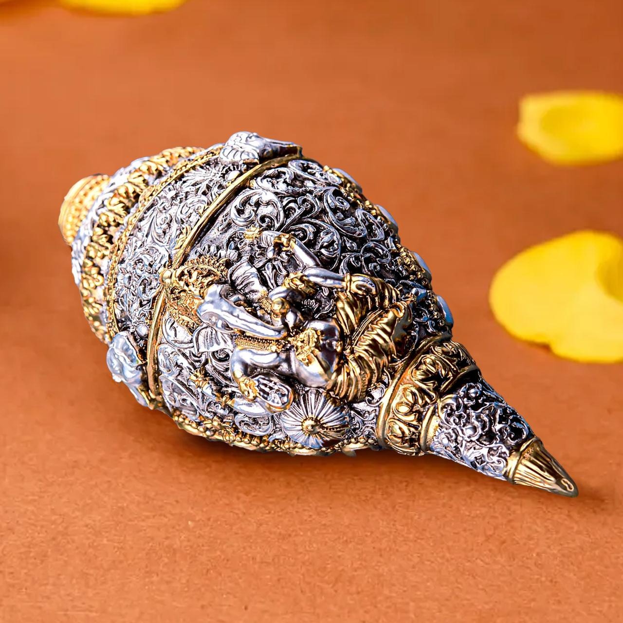 Ganesh Shankh Silver and 24k gold Plated