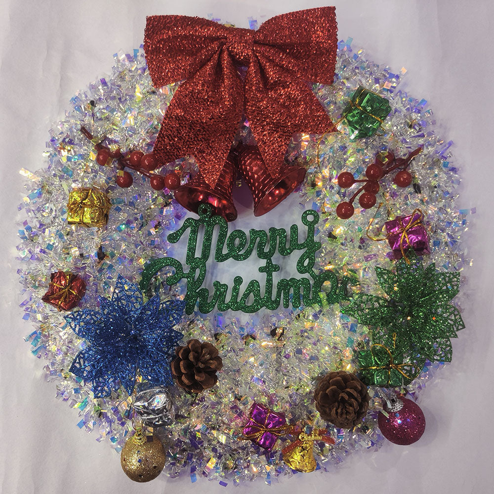 Christmas Silver Wreaths Garlands Hanging Front Door Red Barry Decoration Seasonal for Christmas & New Year, Christmas Decor Accessories